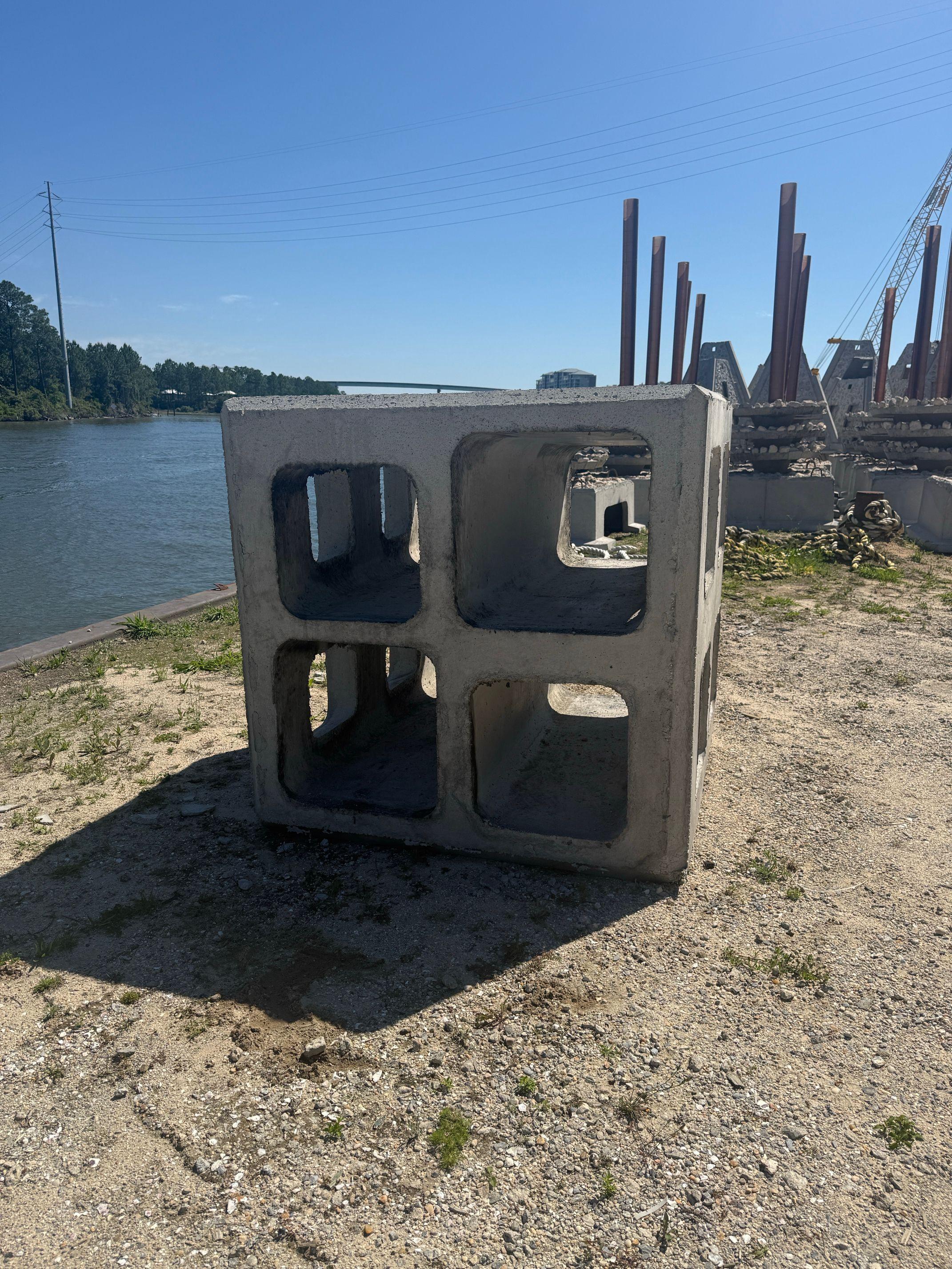 Single concrete Marine Matrix artificial reef module with multiple habitat openings
